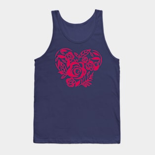 Flowers with hear-shaped design Tank Top
